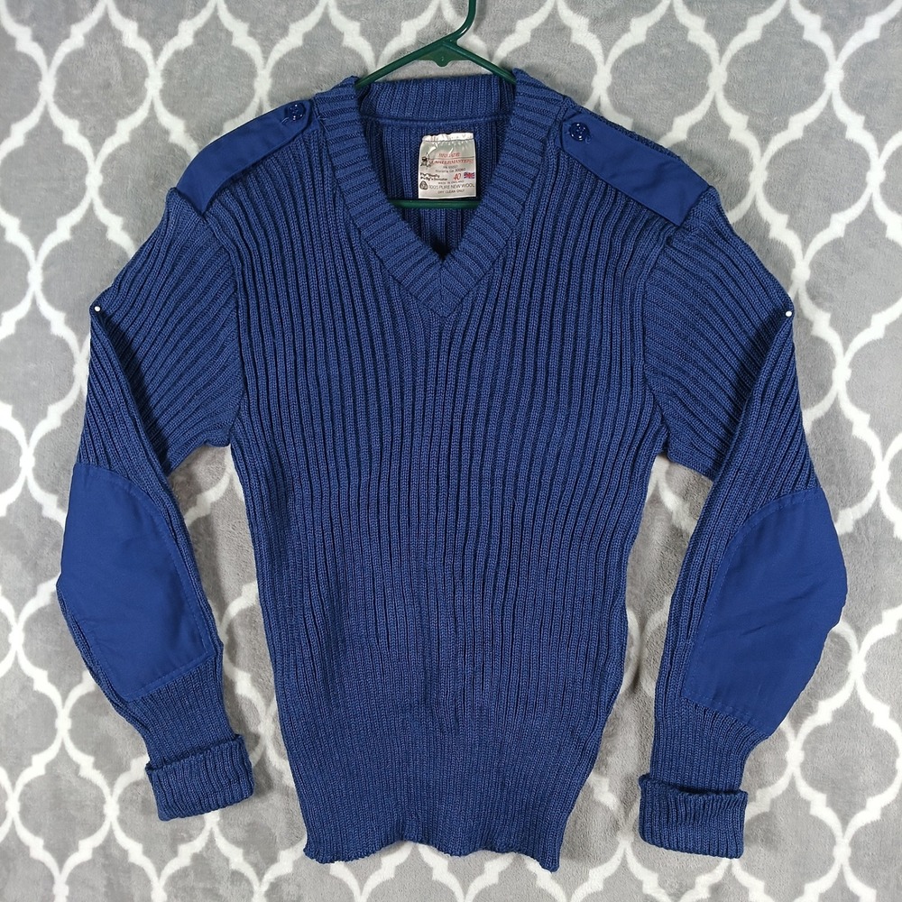 Brigade Quartermasters Sweater Mens 40 USAF Blue 100% Wool Military Woolly Pully